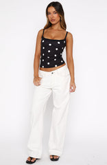 I'm The Answer Tank Top Black/White Polka Dot
