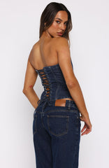 Be Mine Forever Denim Bustier Dark Blue